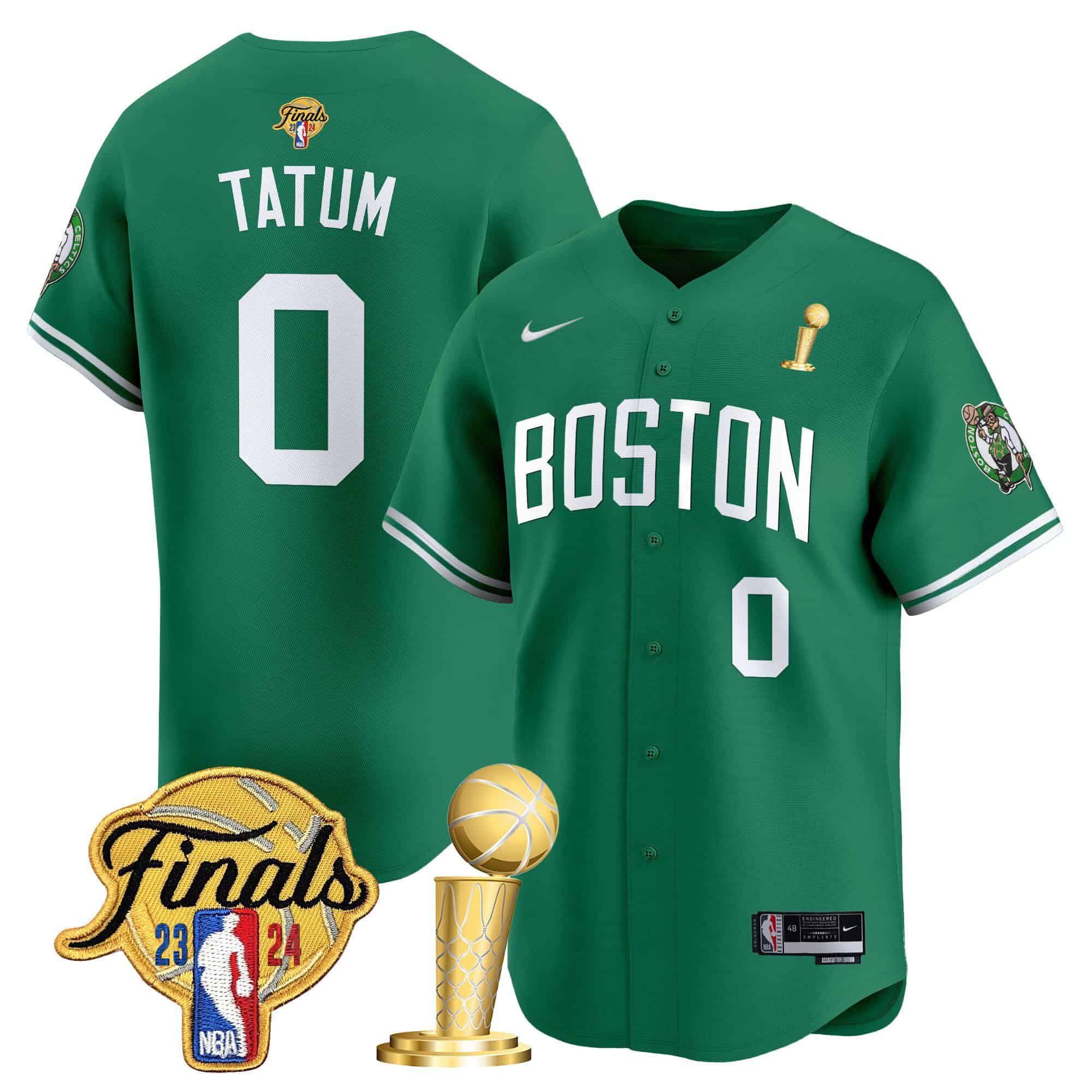 Men Boston Celtics #0 Tatum Green 2024 Nike Final & Champions Patch Baseball NBA Jersey->boston celtics->NBA Jersey